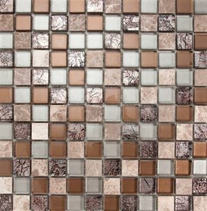AnneCY is a glass and stone mosaic mix mosaic tile with the glossy finish. Great way to add colors to the kitchen, vanity backsplash, and bathroom walls.