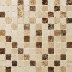 Bottucino, Dark Emperor and Light Emperor Marble Mix Mini Squares Mosaic Tile