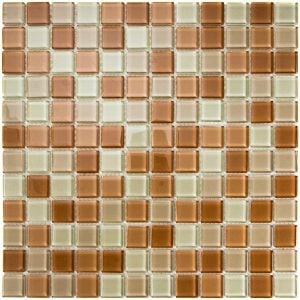 Beige Arid Mini Square Brown, Light Brown and Beige color glass mosaic for kitchen backsplash and bathroom walls
