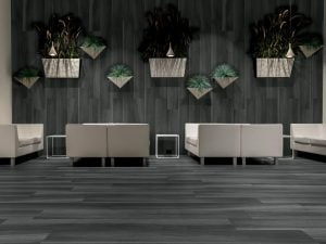 Gardenia Black is a porcelain plank tile made in Italy. It comes in 8x48 size with rectified edges