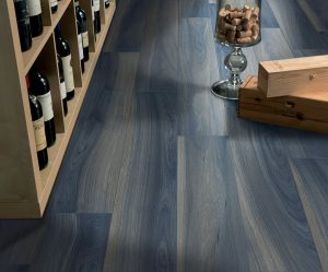 blue color wood look porcelain tile with an exotic style from Italy