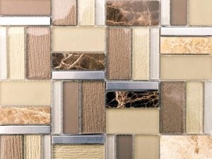 Helsinki Beige Mix is a glass, stone and metal mix mosaic tile that comes with the glossy finish. It's a decorative tile in the earth tones.