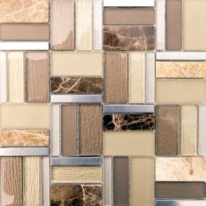 Helsinki Beige Mix is a glass, stone and metal mix mosaic tile that comes with the glossy finish. It's a decorative tile in the earth tones.