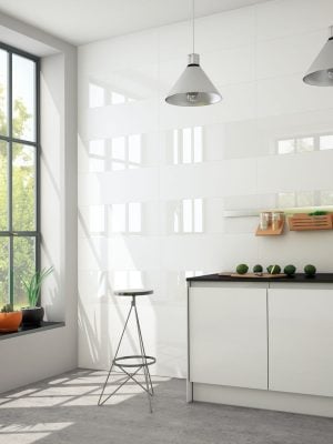 Bianchi Matte - large format wall tile in plain white color