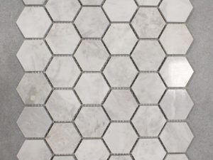 White and Grey Carrara marble mosaic for kitchen backsplash and bathroom, shower walls or floors.