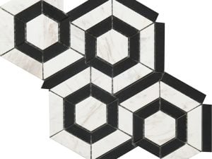 black and white marble hexagon pattern for kitchen backsplash, bathroom walls and floors