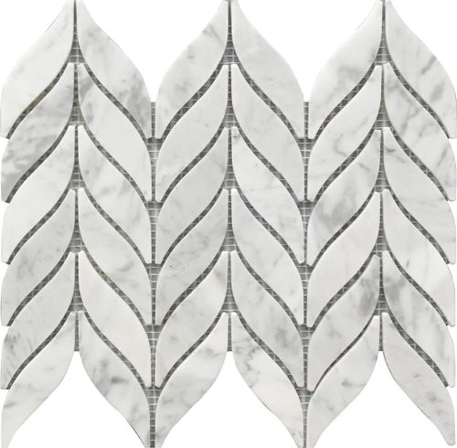 white and grey Carrara marble mosaic Spike pattern