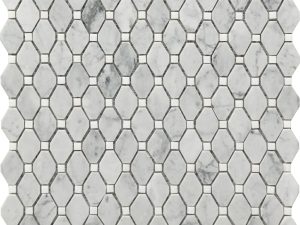 Carrara marble white and grey deco mosaic small rhombus