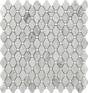Carrara marble white and grey deco mosaic small rhombus
