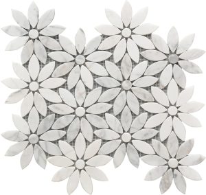 white and grey Carrara marble flower pattern for decorative use on a floor or wall