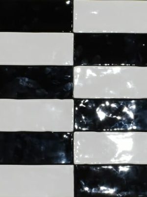 Black And White Subway Tile in Maiolica style