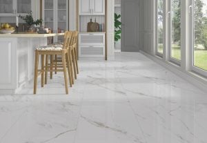 White and beige tile with the marble look