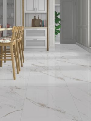 White and beige tile with the marble look
