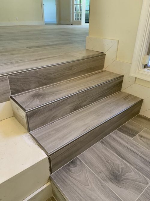 steps with wood look tile