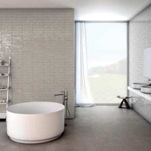silver color subway tile with extra glossy finish
