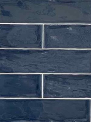 Blue color , large subway tile in maiolica style from Spain