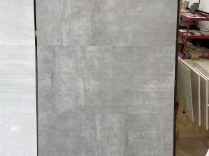 24x48 gray porcelain tile with the look of industrial floors