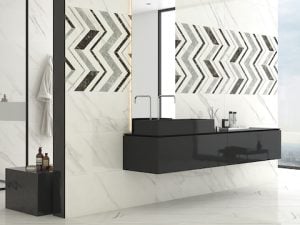 decorative wall tile in chevron style