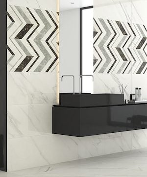 decorative wall tile in chevron style