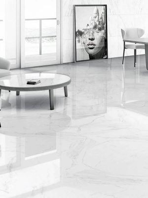 porcelain tile with the look of White Carrara marble