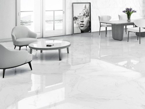 porcelain tile with the look of White Carrara marble