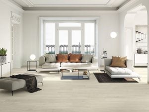 large porcelain tile with the look of light wood floors