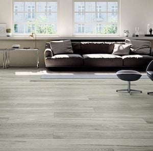 gray color wood look style tile floor with large format