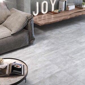modern interiors with concrete style tile in light gray color