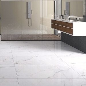 floors with warm white marble style tile