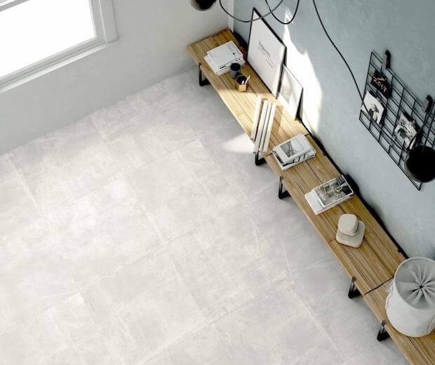 picture of light gray porcelain tile with semi polished finish for floors and walls